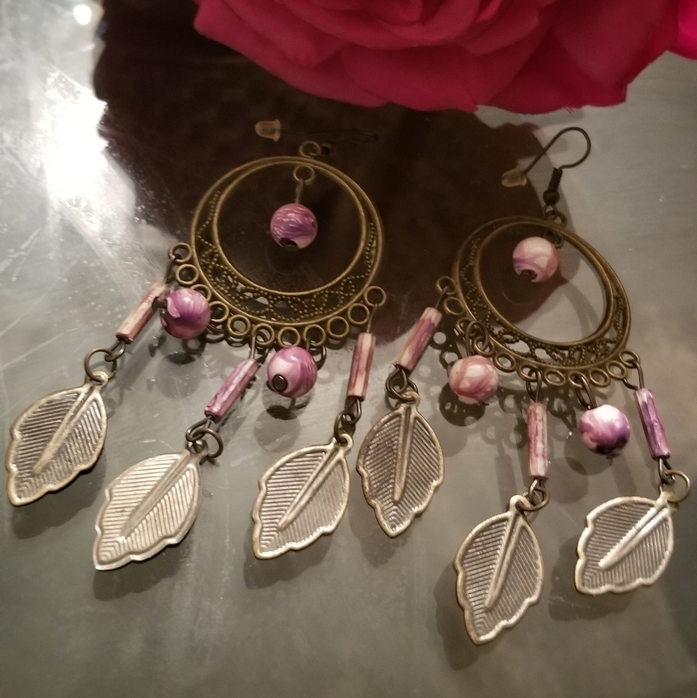 Vintage Earrings, Dream Catcher, One size, Bronze